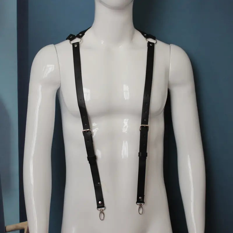 Men Leather Belt Suspender Harness