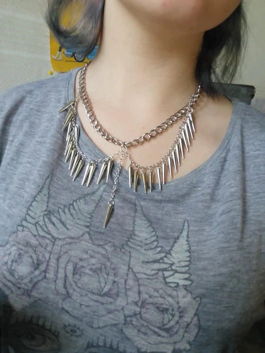 Spiked Layered Chain Necklace