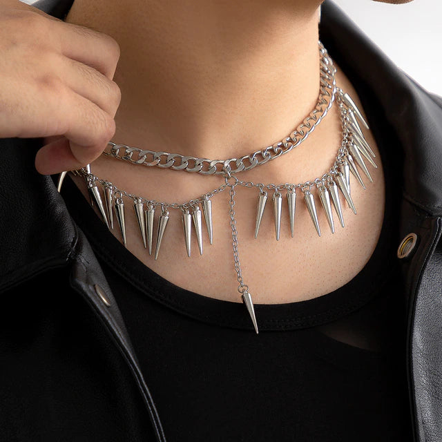 Spiked Layered Chain Necklace