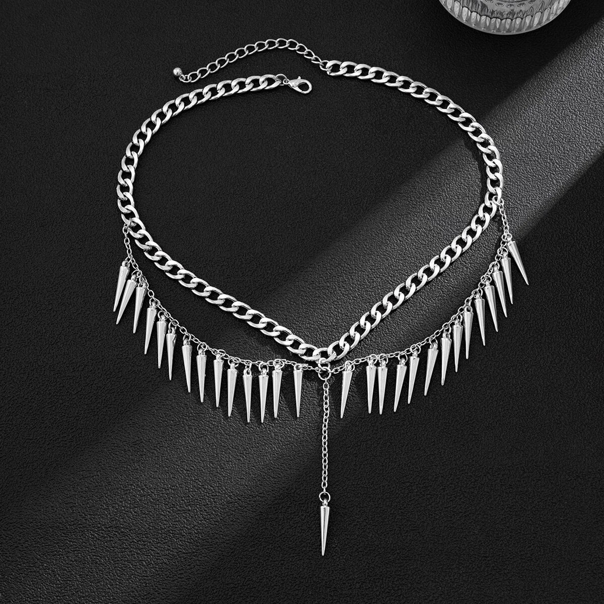 Spiked Layered Chain Necklace