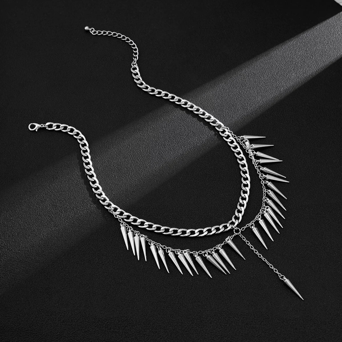 Spiked Layered Chain Necklace