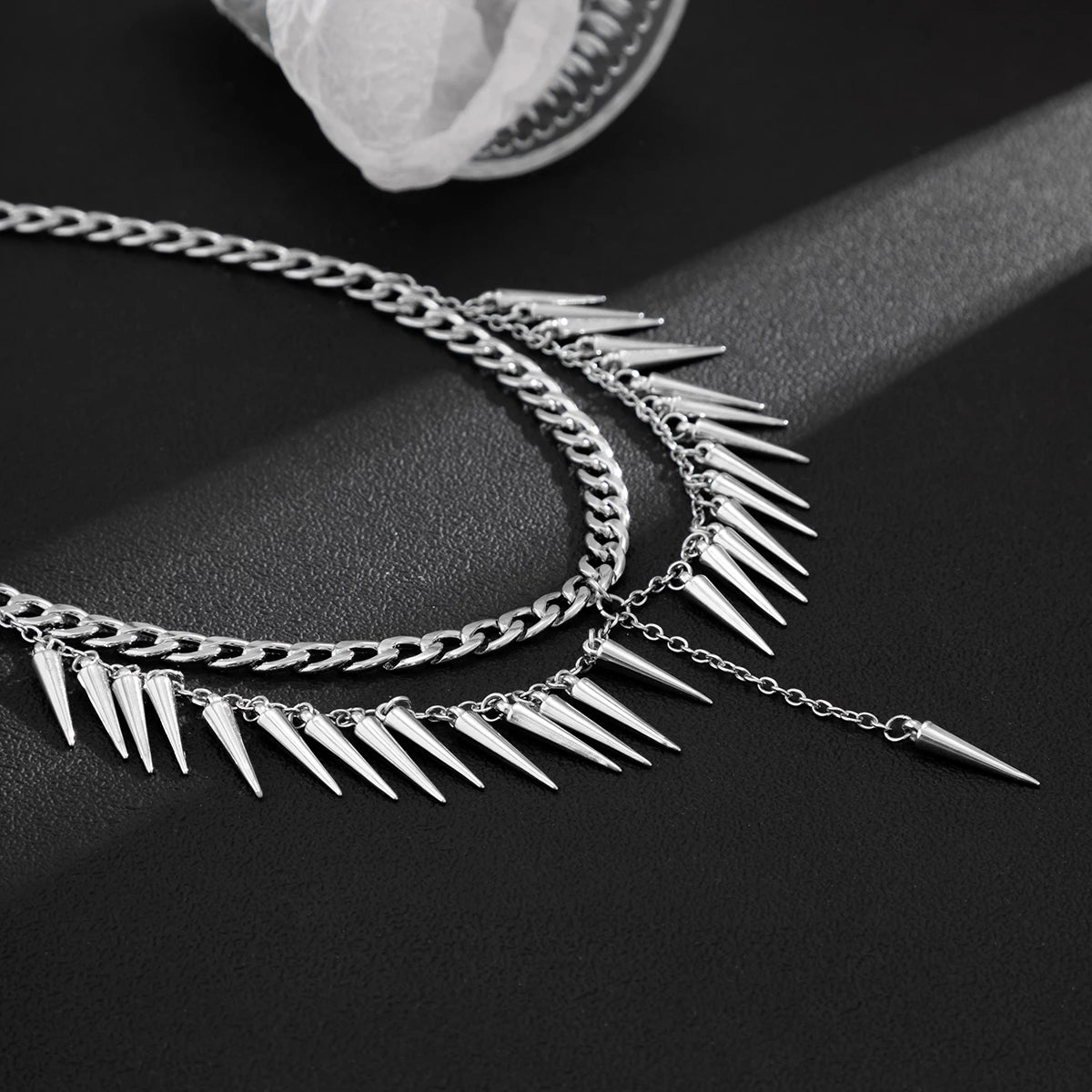 Spiked Layered Chain Necklace