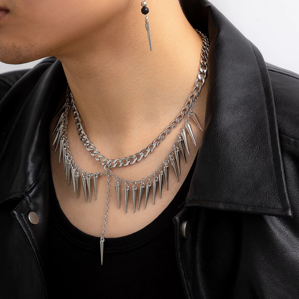 Spiked Layered Chain Necklace