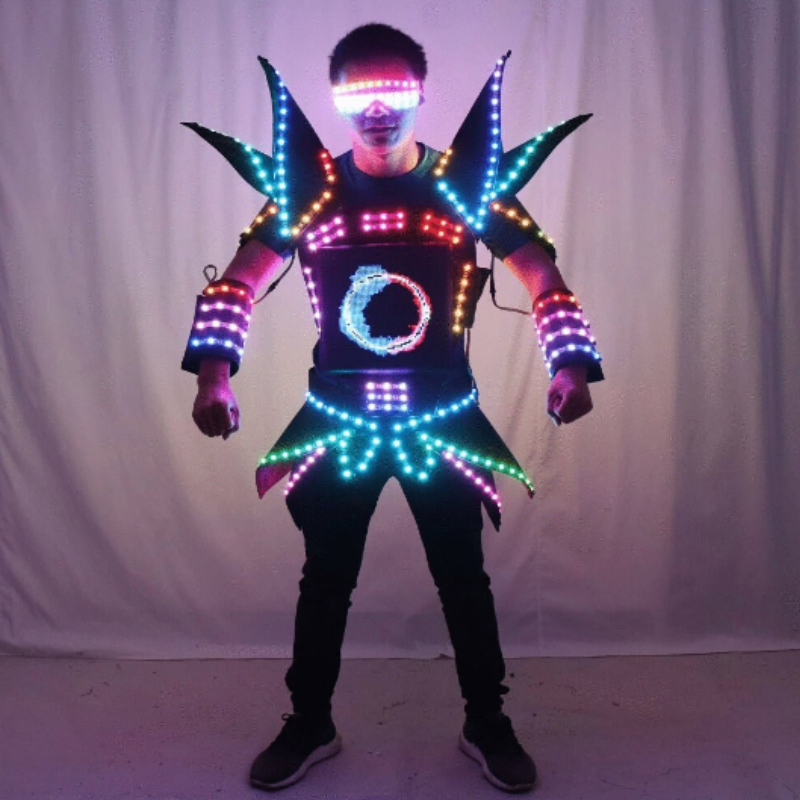 Men Led Light Robot Future Costume