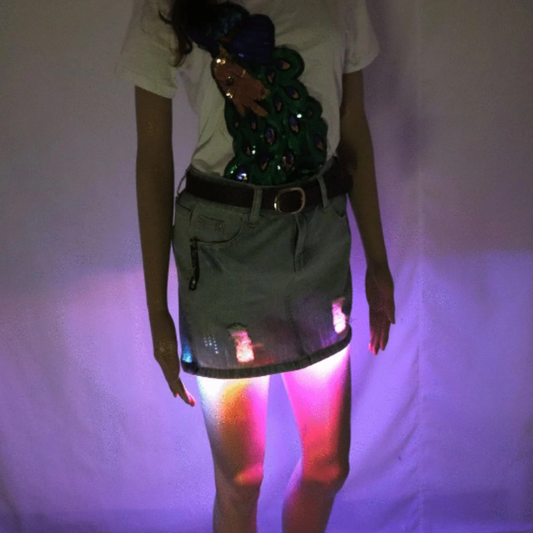 Led Light Rave Mini Jean Skirt