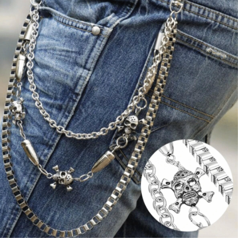 Punk Skull Layer Charm Pants Chain