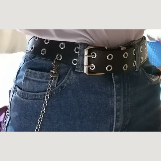 Leather Grommet Belt Punk Y2K