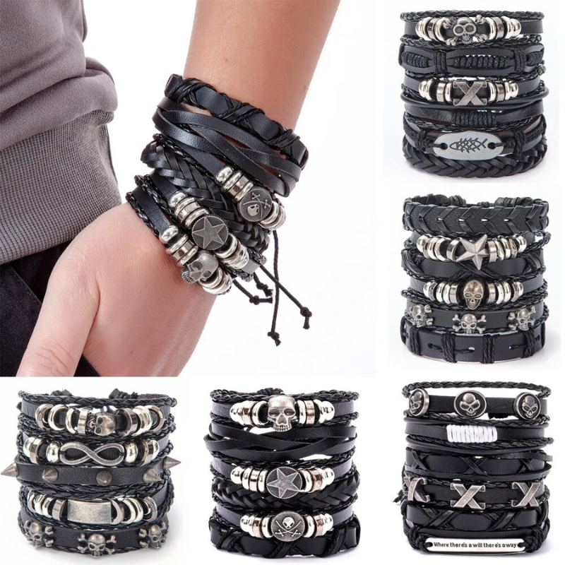 Punk Woven Leather Bracelet