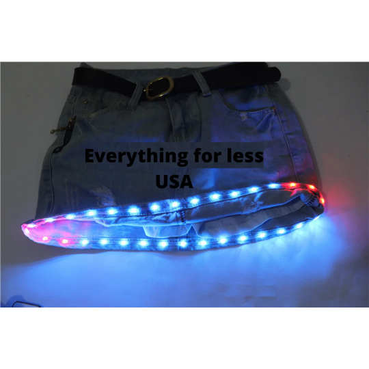 Led Light Rave Mini Jean Skirt