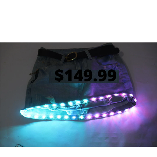 Led Light Rave Mini Jean Skirt