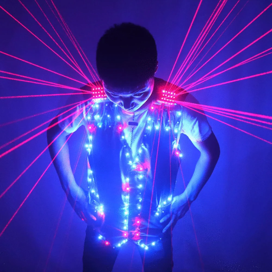 Men Led Burning Man Cyberpunk Vest Light Suit