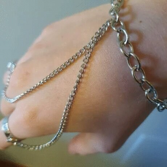 Punk Rock Finger Ring Bracelet Chain