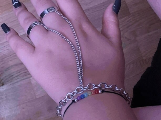 Punk Rock Finger Ring Bracelet Chain