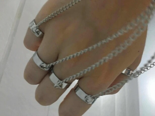 Punk Finger Mitten Rings Bracelet Chain