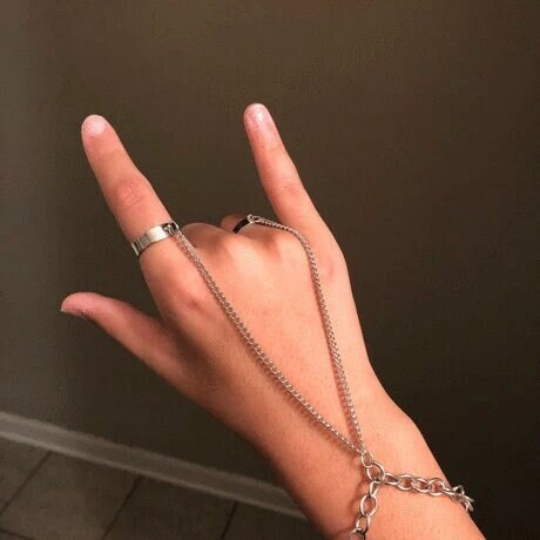 Punk Rock Finger Ring Bracelet Chain