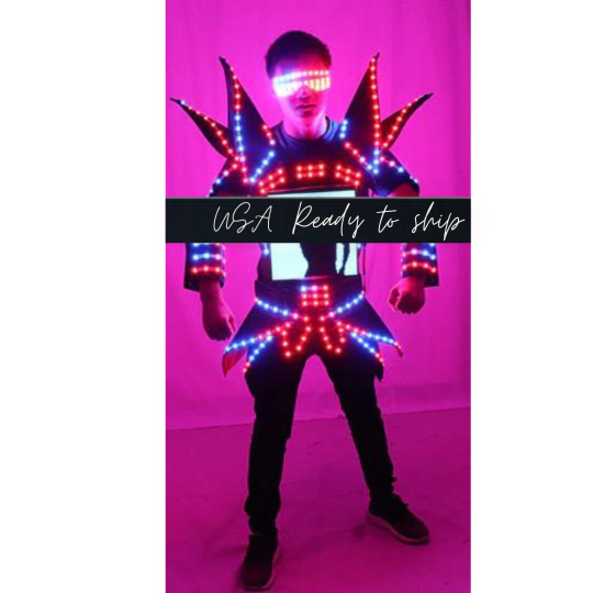 Men Led Light Robot Future Costume