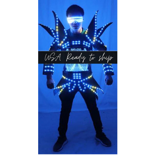 Men Led Light Robot Future Costume