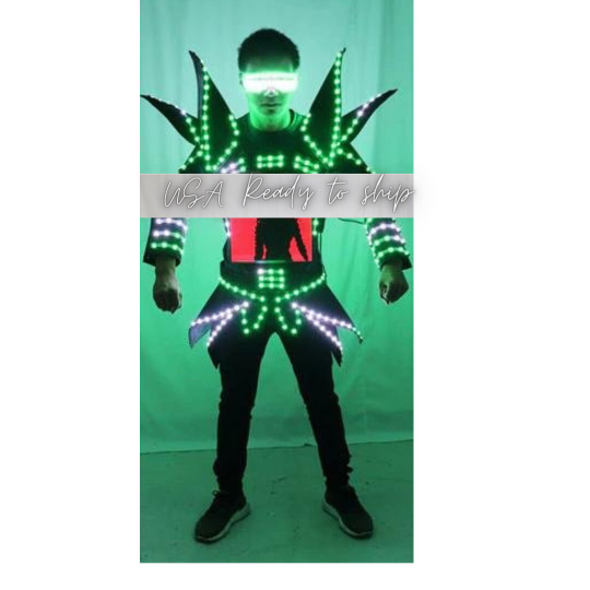 Men Led Light Robot Future Costume