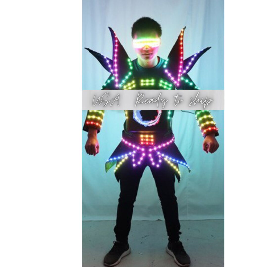 Men Led Light Robot Future Costume