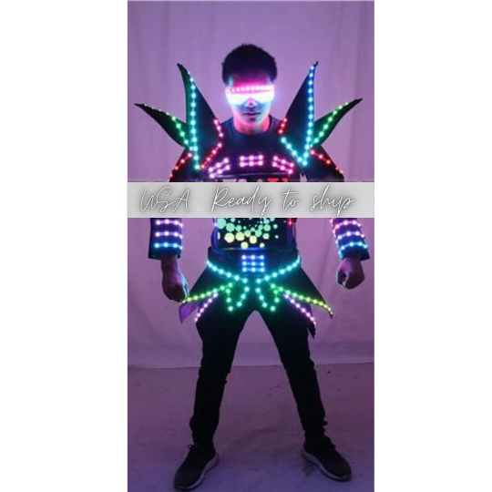 Men Led Light Robot Future Costume