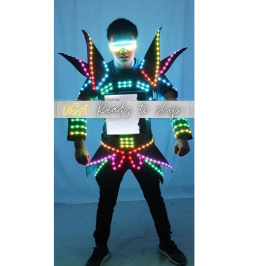 Men Led Light Robot Future Costume