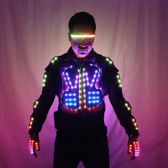 Men Motorcycle Led Cyberpunk Light Suit