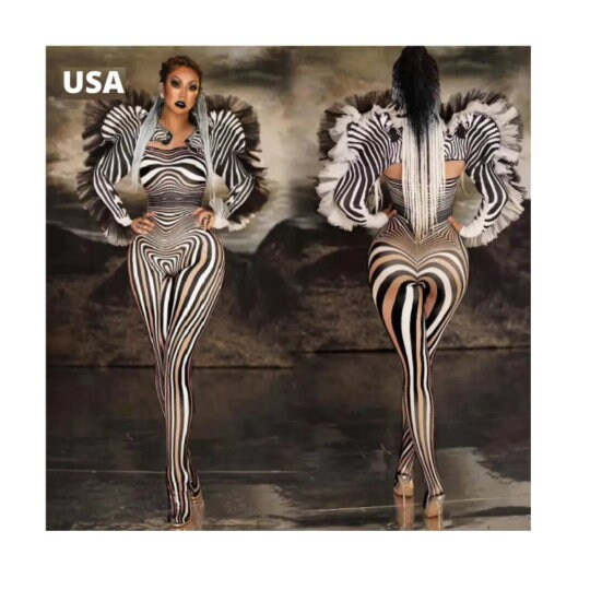 Zebra Halloween Jumpsuit Costume