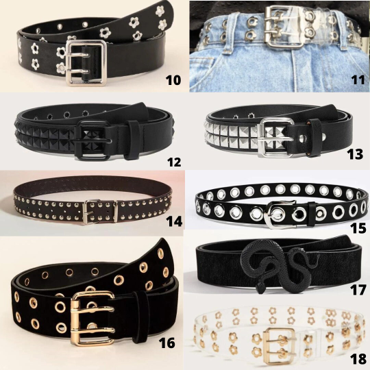 Leather Grommet Belt Punk Y2K