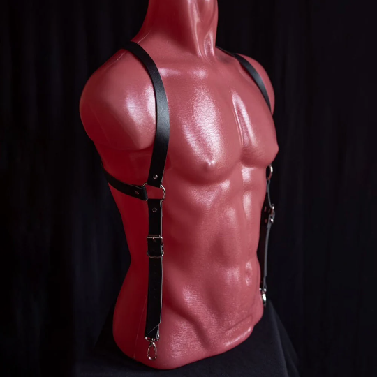 Men Leather Belt Suspender Harness