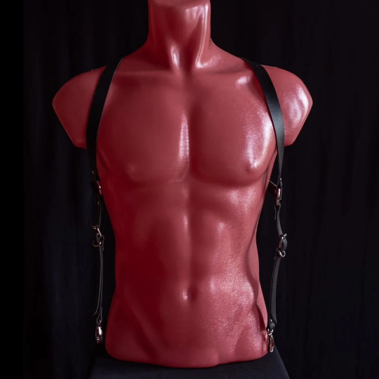 Men Leather Belt Suspender Harness