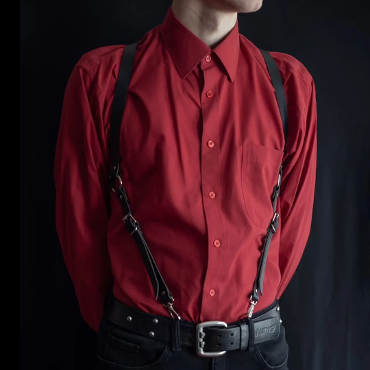 Men Leather Belt Suspender Harness