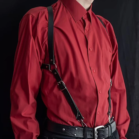 Men Leather Belt Suspender Harness