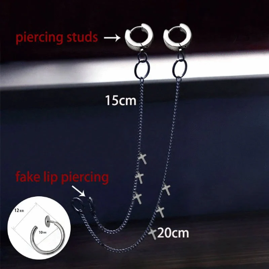 Anime Ear To Lip Chain Ring