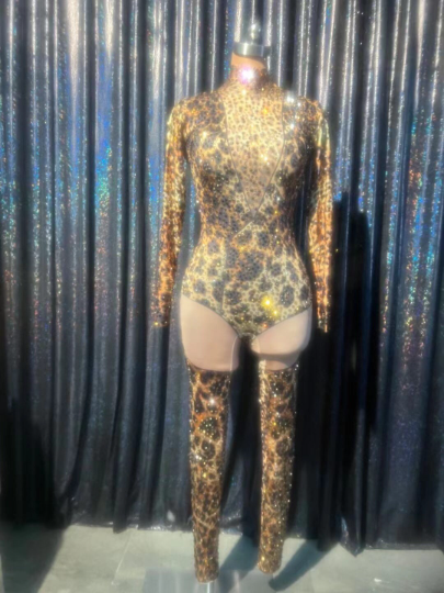 Leopard  Rhinestone Bodysuit