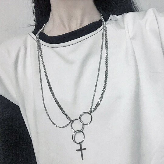 Punk Geometric Cross Gothic Chain