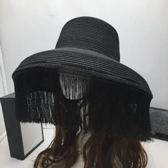 Fringe Large Brim Hat