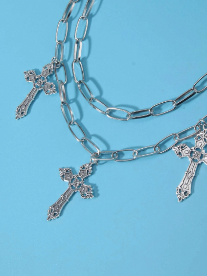 Punk Y2K Cross Charm Pants Chain