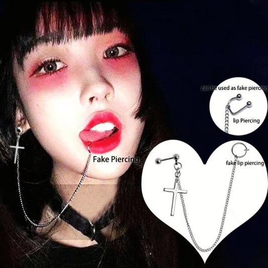 Anime Ear To Lip Chain Ring