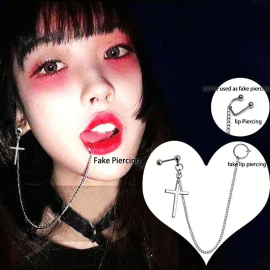 Anime Ear To Lip Chain Ring