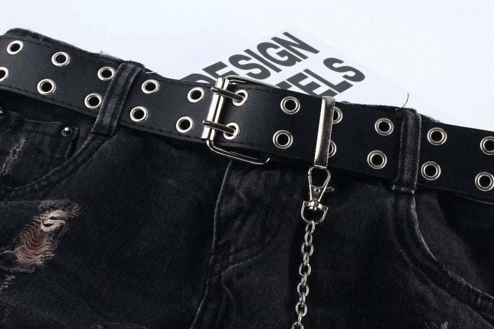 Plus Size Leather Grommet Belt Punk Y2K XS-3X