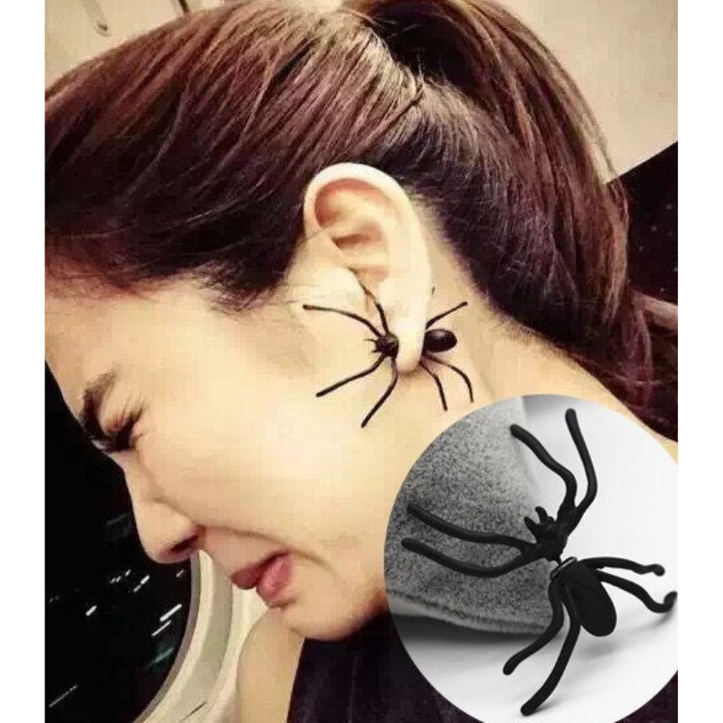 Black Halloween Spider Earrings