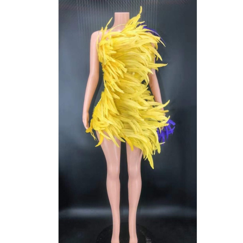 Feather Yellow and Purple Mini Dress