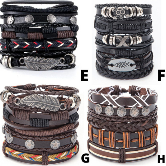 Leather Bracelet Set