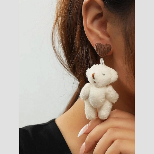 Bear Drop Earrings Teddy Bear Heart