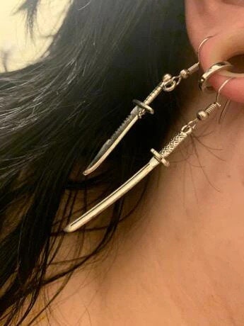 Anime Earrings Punk Sword Samurai