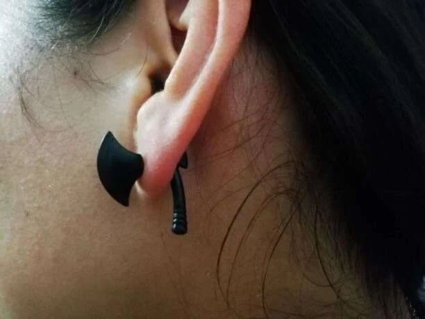 Black axe earrings