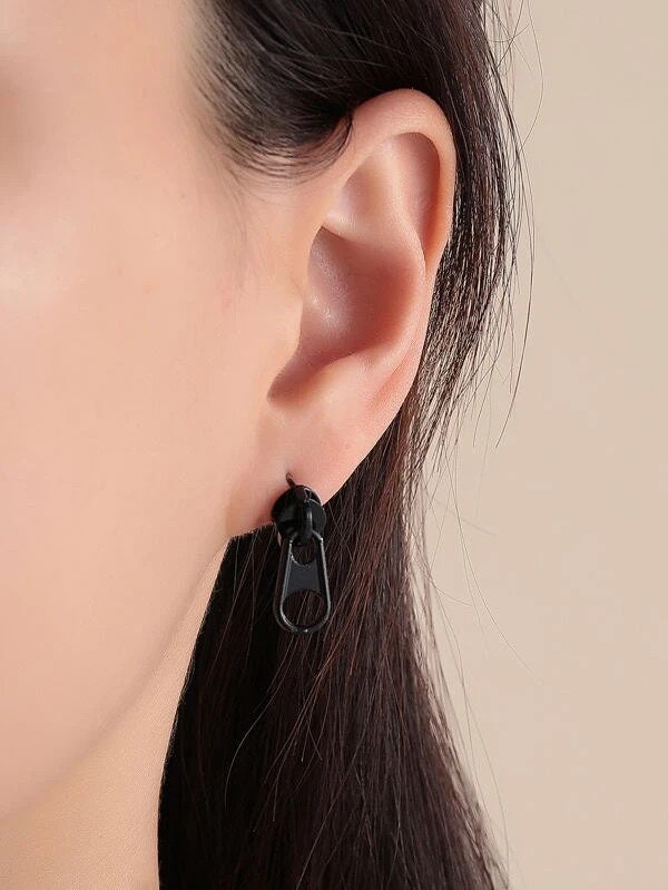 Zipper Earrings Punk Studs