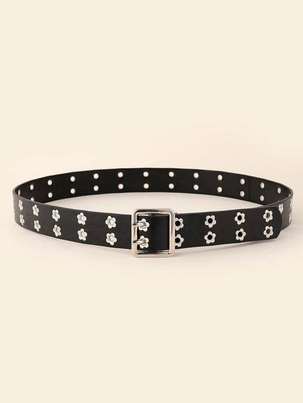 Daisy Leather Grommet Belt