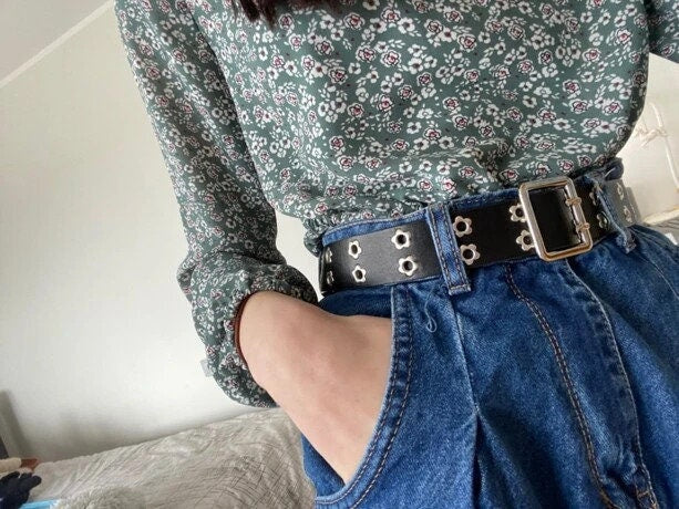 Daisy Leather Grommet Belt