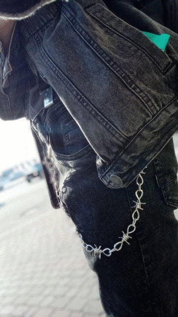 Men Barbed Wire Chain Waist Body - Thorn Necklace Gothic - SVG - Jean Belt - Wallet Men Women - Spike Jewelry - Punk - Anime